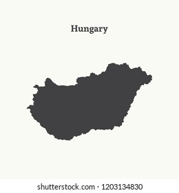 Outline map of Hungary. Isolated vector illustration.