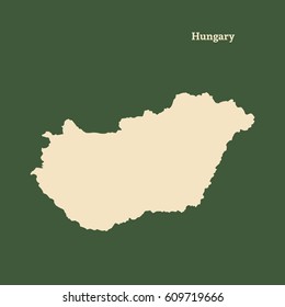 Outline map of Hungary. Isolated vector illustration.