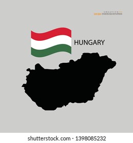 outline map of  Hungary  with nation flag.vector illustration.