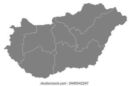 Outline of the map of Hungary with regions