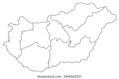 Outline of the map of Hungary with regions