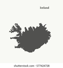 Outline map of Iceland. Isolated vector illustration.
