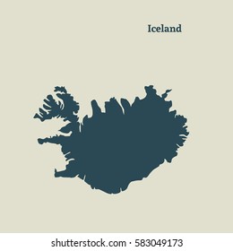 Outline Map Of Iceland. Isolated Vector Illustration.