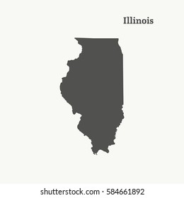 Outline map of Illinois. Isolated vector illustration.