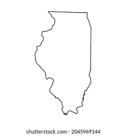 Outline map of Illinois white background. USA state,  vector map with contour.