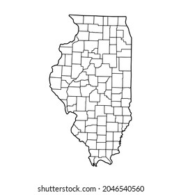 Outline map of Illinois white background. USA state,  vector map with contour.