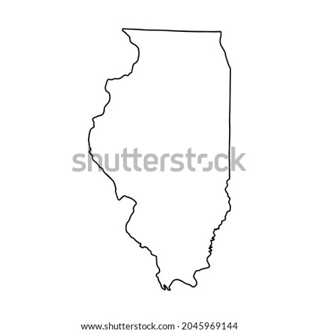 Outline map of Illinois white background. USA state,  vector map with contour.