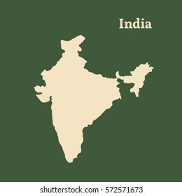 Outline map of  India. Isolated vector illustration.