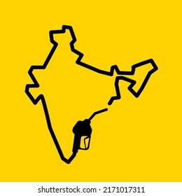 Mapa de esquema de la india hecho a partir de una bomba de gasolina