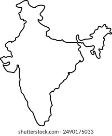 Outline Map of India Silhouette