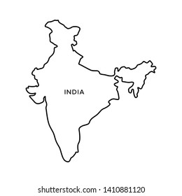 Outline Map of India Vector Design Template. Editable Stroke