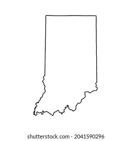 Outline map of Indiana white background. USA state,  vector map with contour.