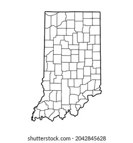 Outline map of Indiana white background. USA state,  vector map with contour.