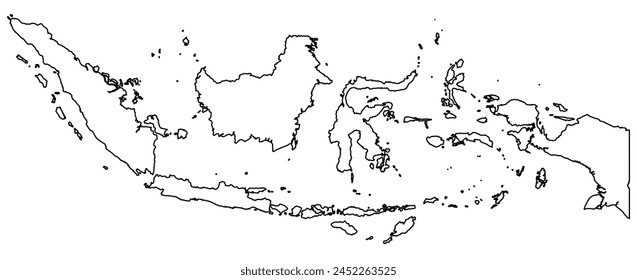 Outline of the map of Indonesia