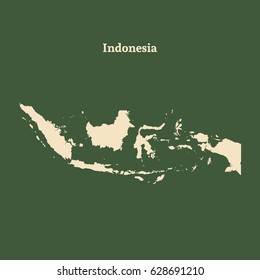 Outline map of Indonesia. Isolated vector illustration.