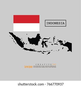 outline map of Indonesia  with nation flag.vector illustration.