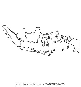 Outline map of Indonesia, showing major islands and geographic borders