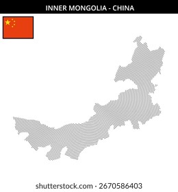 Outline map of Inner Mongolia shows its location and flag