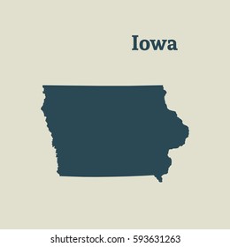 Outline map of Iowa. Isolated vector illustration.