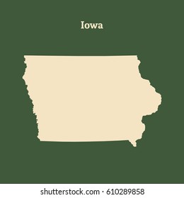 Outline map of Iowa. Isolated vector illustration.