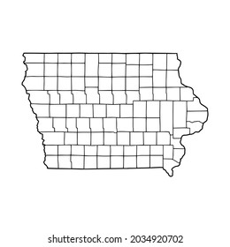 Outline map of Iowa white background. USA state,  vector map with contour.