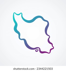 Mapa de esquema de Irán con gradiente azul-violeta.