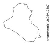 Outline Map of Iraq borders perfect for educational use