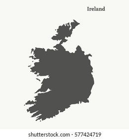 Outline map of Ireland. Isolated vector illustration.