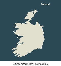 Outline map of Ireland. Isolated vector illustration.