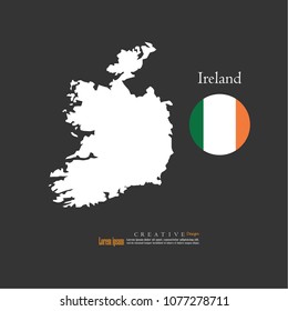 outline map of  Ireland with nation flag.vector illustration.