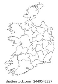 Outline of the map of Ireland with regions