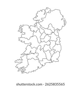 Mapa de esboços da Irlanda mostrando áreas distintas para uso geográfico