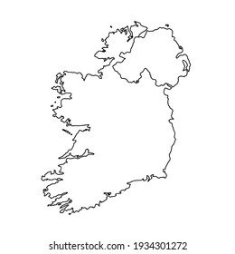 Outline map of Ireland white background. Vector map with contour.