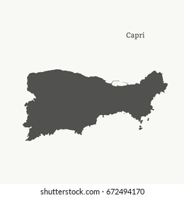 Outline map of the island of Capri, Italy, Campania. Vector illustration.
