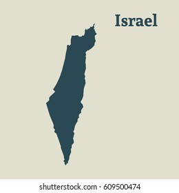Outline map of Israel. Isolated vector illustration.