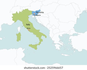 Outline of the map of Italy and Slovenia with regions