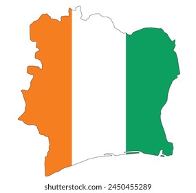 Outline of the map of Ivory Coast