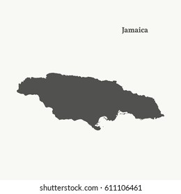 Outline map of Jamaica. Isolated vector illustration. 
