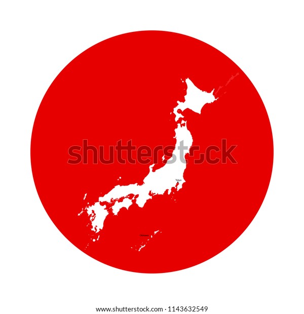 Outline Map Japan Red Circle Flag Stock Vector (Royalty Free ...