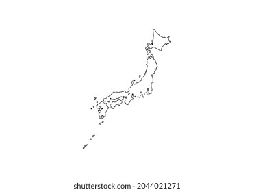 Mapa de esquema de la plantilla de diseño de vectores de Japón. Stroke Editable