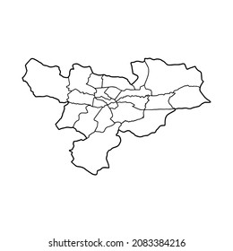 Mapa esquemático del fondo blanco de Kabul. La capital de Afganistán. Mapa vectorial con contorno.
