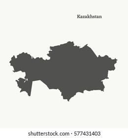 Outline map of Kazakhstan. Isolated vector illustration.