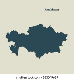 Outline map of Kazakhstan. Isolated vector illustration.