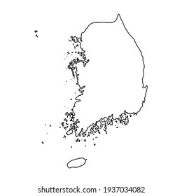 Outline map of Korea white background. Vector map with contour.