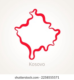 Outline map of Kosovo marked with red line.