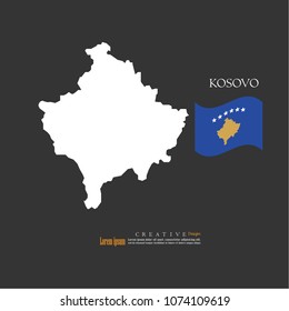 outline map of  Kosovo with nation flag.vector illustration.