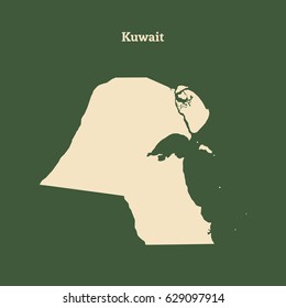 Outline map of Kuwait. Isolated vector illustration.