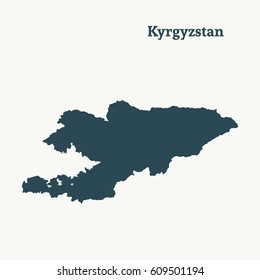 Outline map of Kyrgyzstan. Isolated vector illustration.