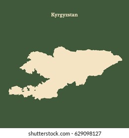 Outline map of Kyrgyzstan. Isolated vector illustration.