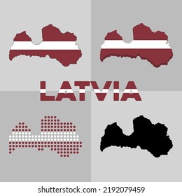 Outline map of Latvia. Flag and borders of the country of Latvia. Vector